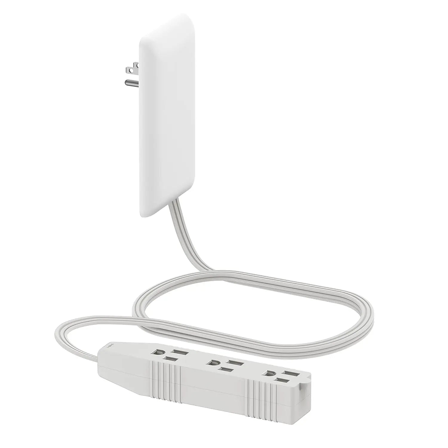 1-Flat-Face Outlet Extender with 3 Receptacles, Ultra-Thin Wall Plate Plug with Cord Extender and 3-Outlet Power Strip