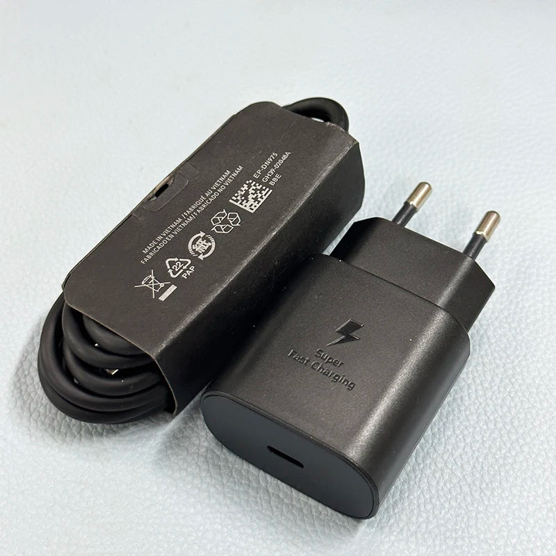 Original Samsung 25w Super Fast Charger PD Type C EU US Adapter Galaxy S25 S24 S23 S22 A56 A55 A26 A05s A54 A16 Z Fold Z Flip 6