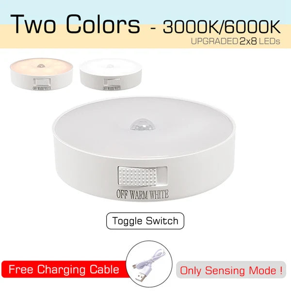 Motion Sensor Light | USB Rechargeable Night Light LED Lamp for Kitchen, Bedroom, Stairs, Hallway, Cabinet, Closet, Wardrobe Nightlight