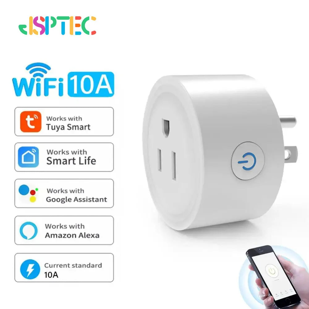 2-Tuya Smart Wifi Plug US Standard Wireless Outlet 10A Remote Control Smart Home Appliances Work With Alexa Google Home