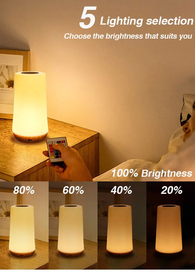 LED Night Light – 13-Color Changing RGB Table Lamp (Touch & Remote)