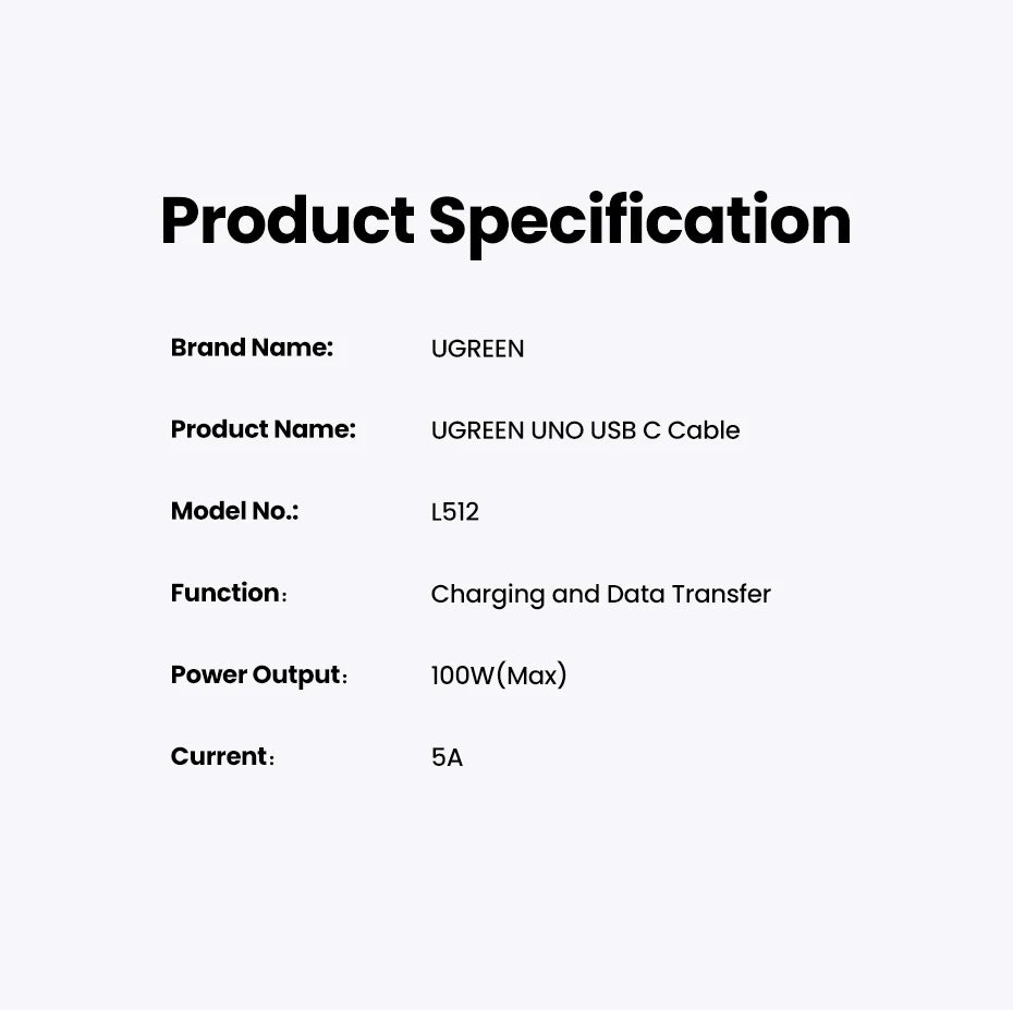 UGREEN UNO PD100W Fast Charge USB C Cable for iPhone 17 16 15 Type C to Type C Data Cord for Samsung Xiaomi MacBook Charge Cable