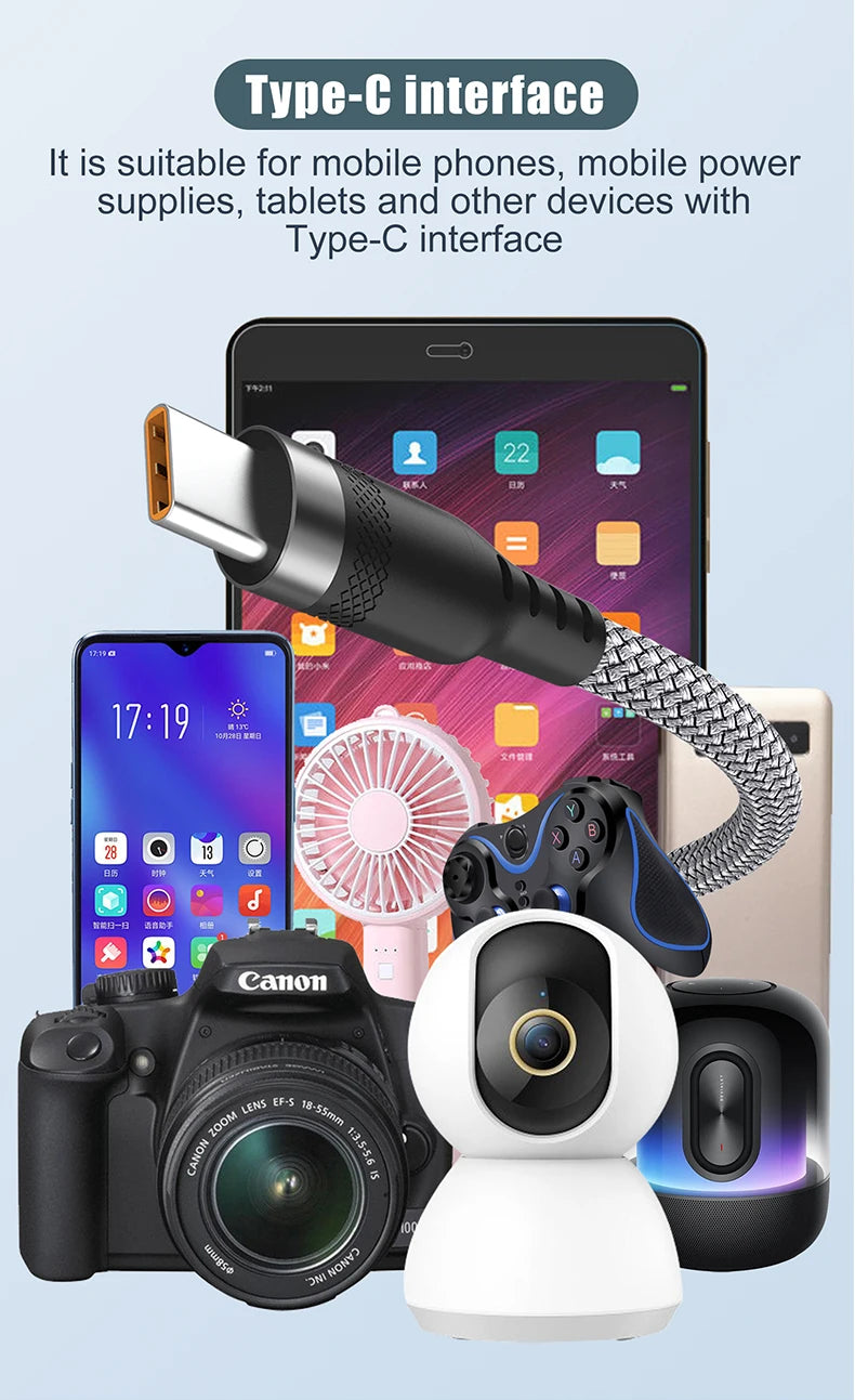 4-YUAIJA 3-in-1 Braided Fast Charging & Data Sync Cable – Lightning / Type-C / Micro USB (6A Max)