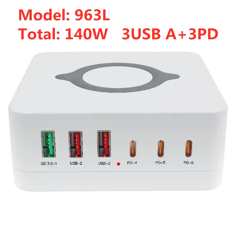 1-160W USB C GaN Charger Wireless Charger PPS PD 65W 100W Desktop Fast Charging Station Power for MacBook Tablet iPhone 16 Samsung