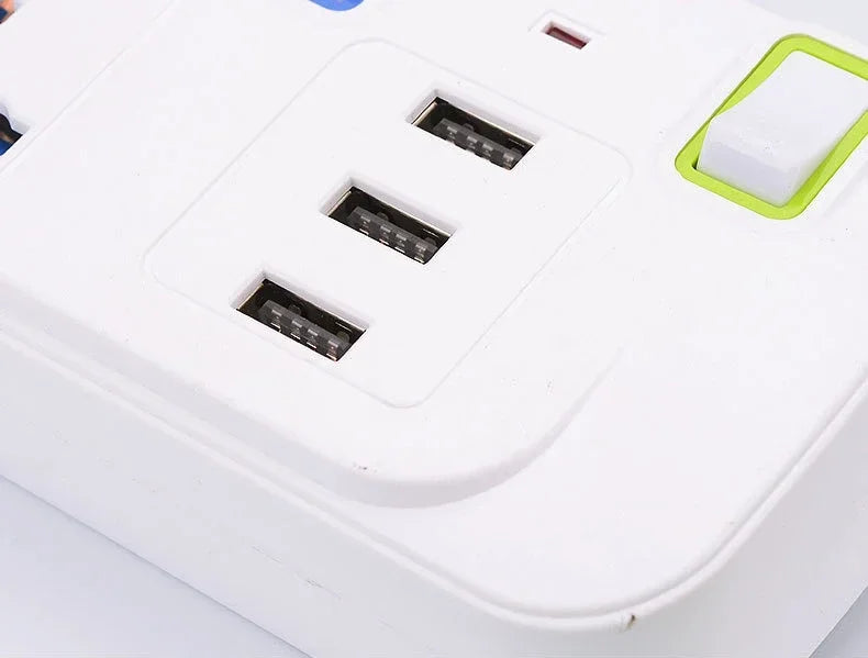 1-UK EU US Plug Multicontact Electrical Socket with 3 USB Ports Wireless Wall Power Strip Universal Outlets Converter Adapter