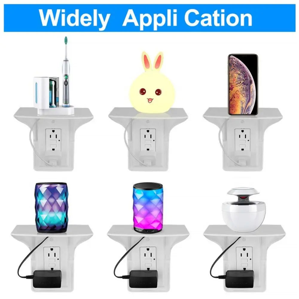 Wall Outlet Shelf Convenient Sturdy Mobile Phone Charging Holder Cable Usb Rack For Bathrooms Kitchens Living Rooms