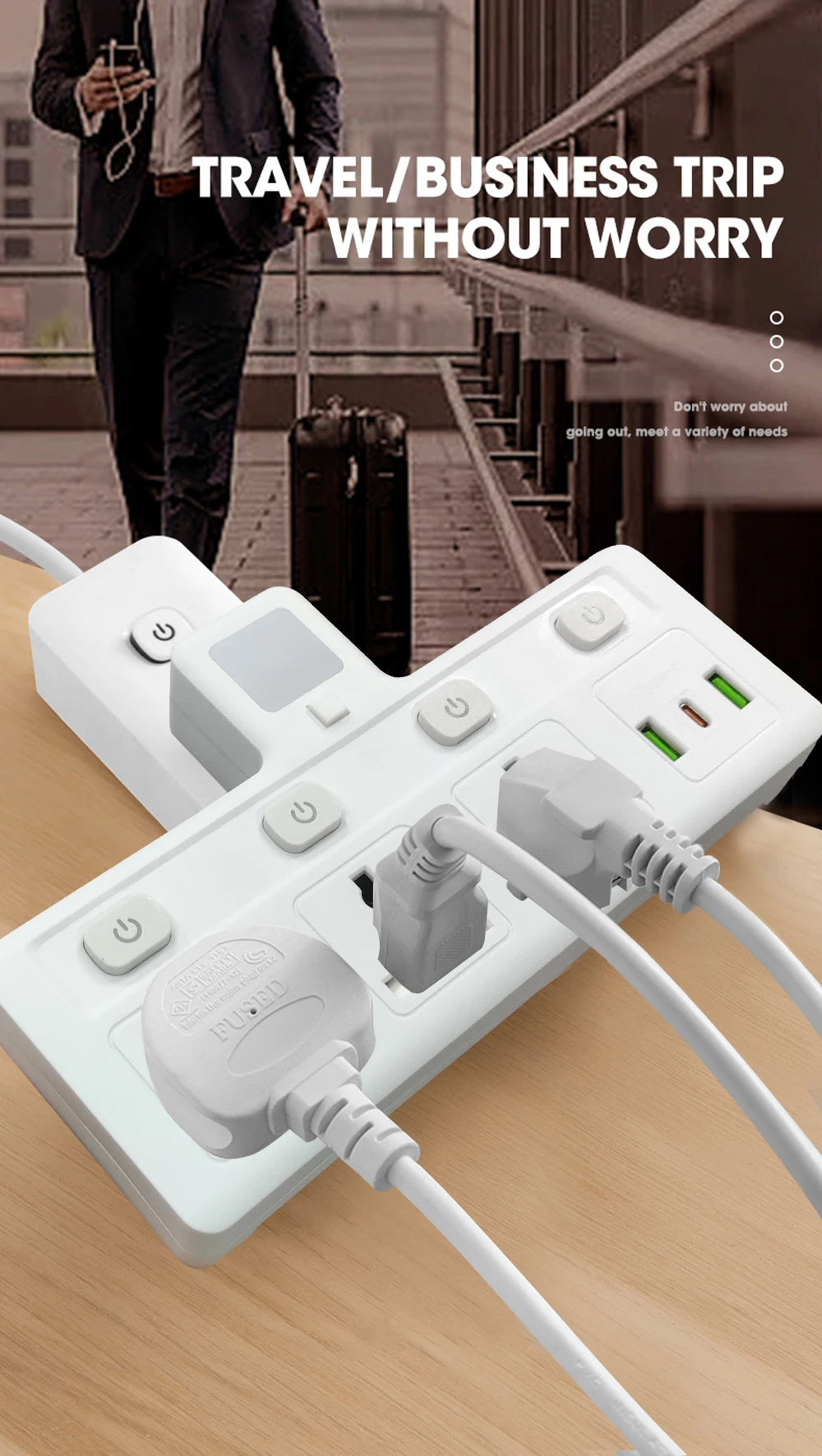 1-EU UK Plug Universal Outlet Power Strip Multitap AC Separate Control Wall Socket With USB Fast Charge Multiprise Plug Adapter