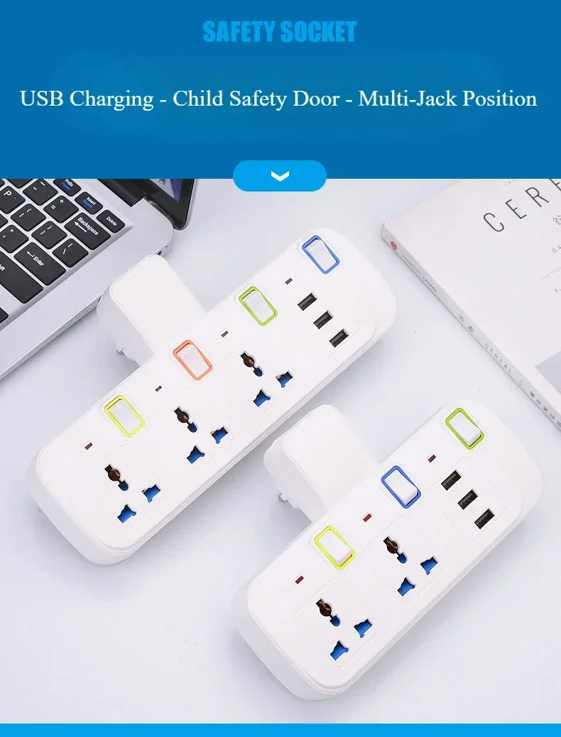 1-UK EU US Plug Multicontact Electrical Socket with 3 USB Ports Wireless Wall Power Strip Universal Outlets Converter Adapter
