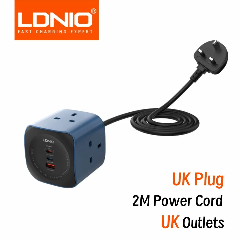 1-LDNIO Cube Power Strip 65W Charging Stations 2M Electric Extension Power Cord Uk Us Eu Plugs Adapter Usb Socket Surge Protector