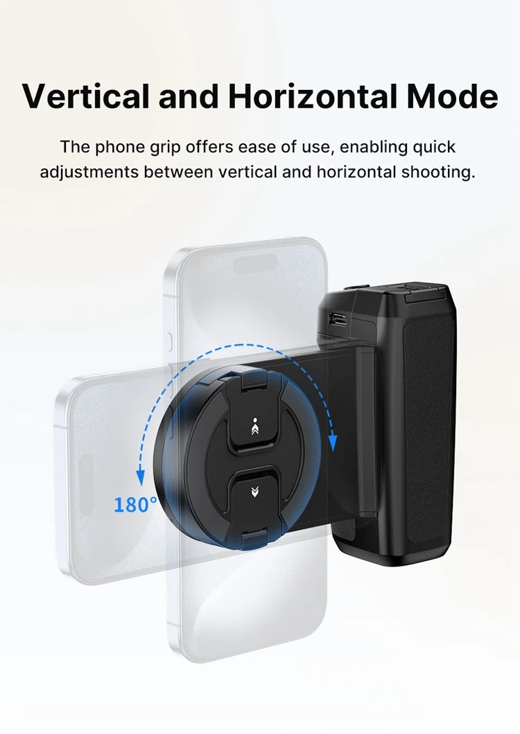 Ulanzi MA35 Selfie HandGrip Booster Bluetooth Shutter for iPhone 16 15 Android phone Photo Stabilizer Cold Shoe 1/4" Screw Mount