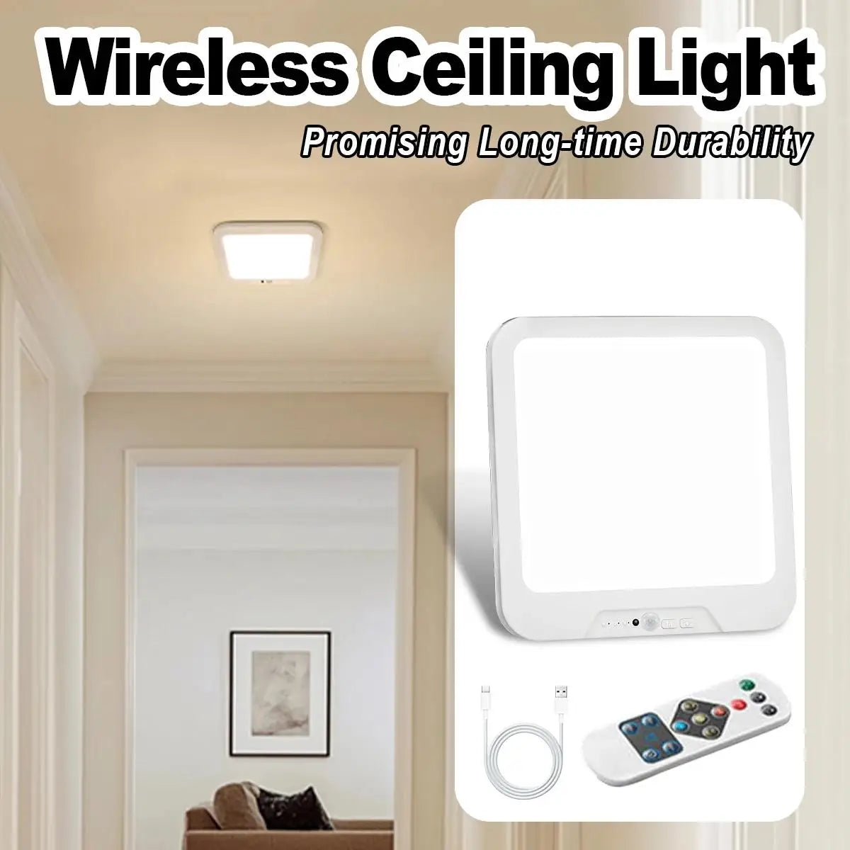 Wireless Motion Sensor LED Ceiling Light – Remote & Timer