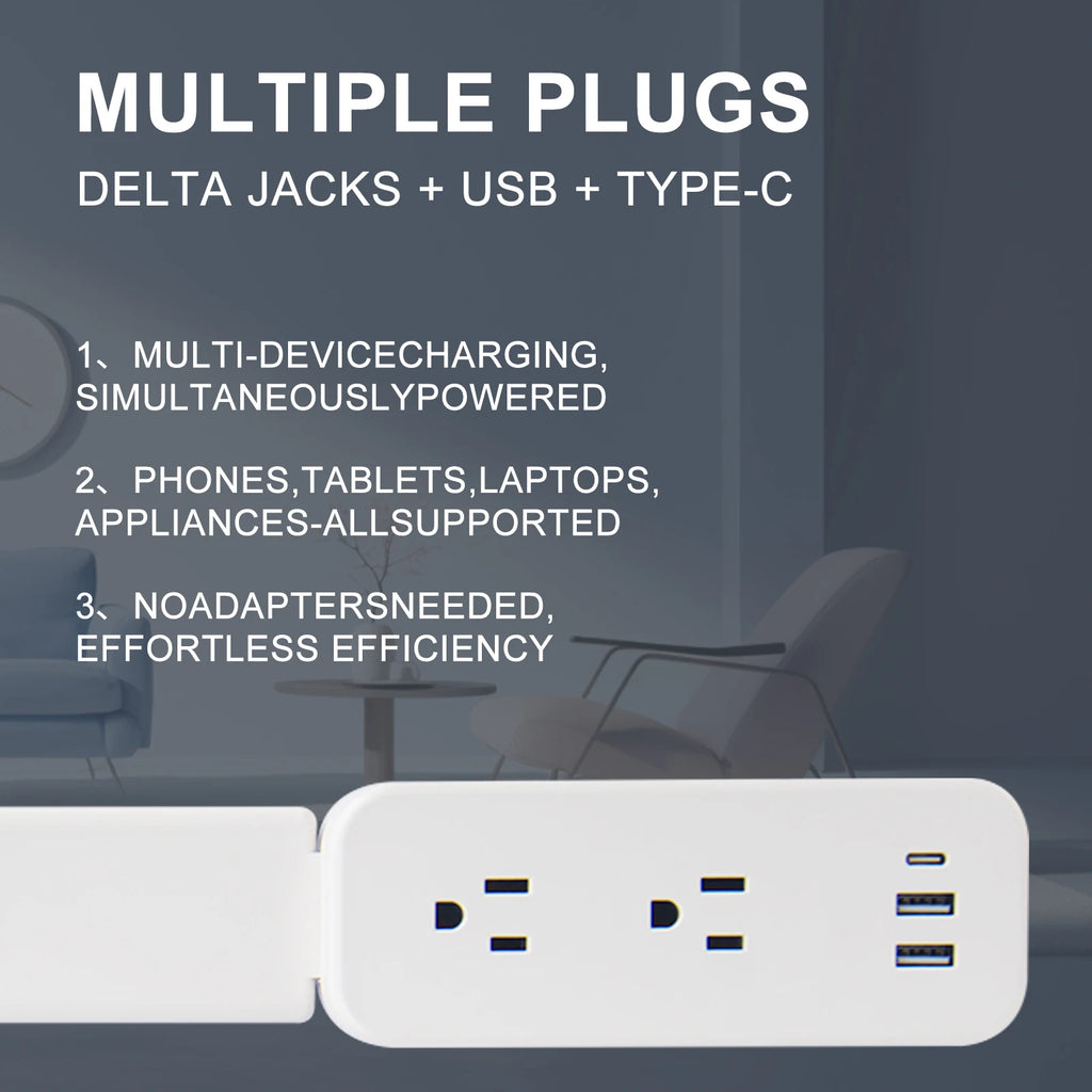 Electrical Outlet Extender. Access Hard-to-Reach Outlets!  Extends 22"-34", Rotates 180°. Use Behind Couches, Nightstands, Desks