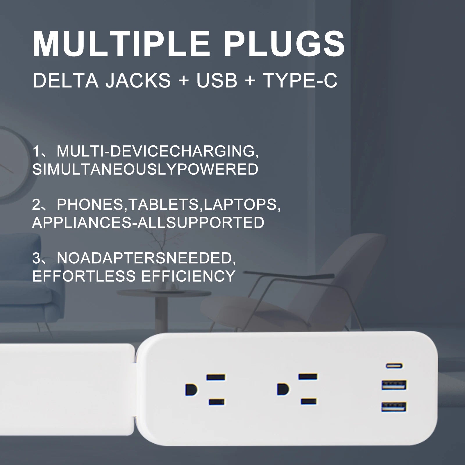 Electrical Outlet Extender. Access Hard-to-Reach Outlets!  Extends 22"-34", Rotates 180°. Use Behind Couches, Nightstands, Desks