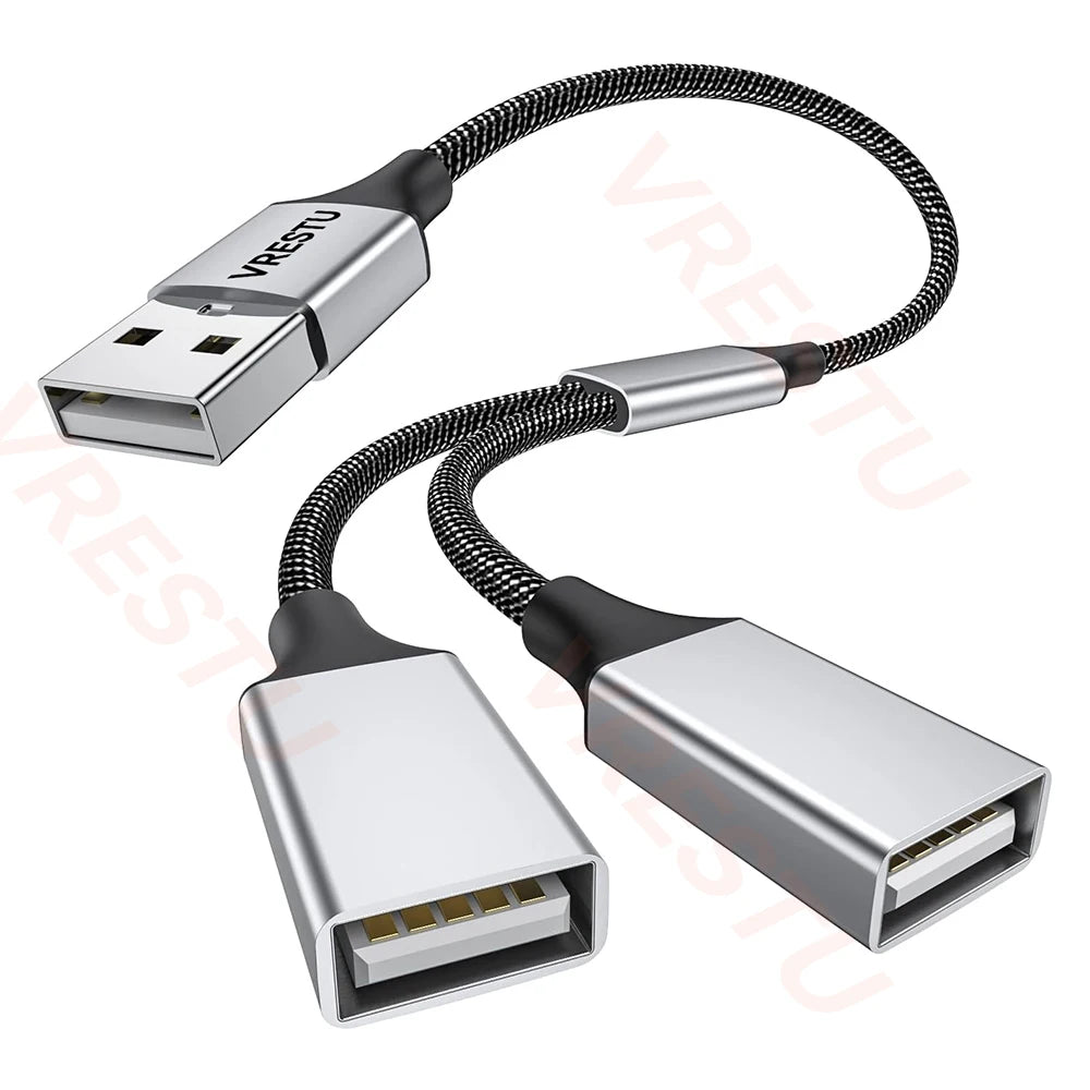 USB Splitter Adapter Cable 1 in 2 Out 3 4 Port OTG Convertor USBA Extension Power Data for Laptop Keyboard Game Controller Mouse