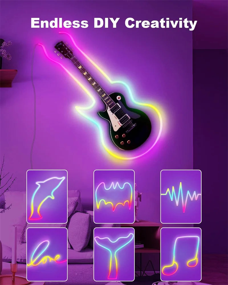 RGBIC Neon Strip Light Bluetooth Neon Led Strip Lights Smart 1M 2M 3M 5M Waterproof RGBIC Flex Ribbon Led Tape Music Sync