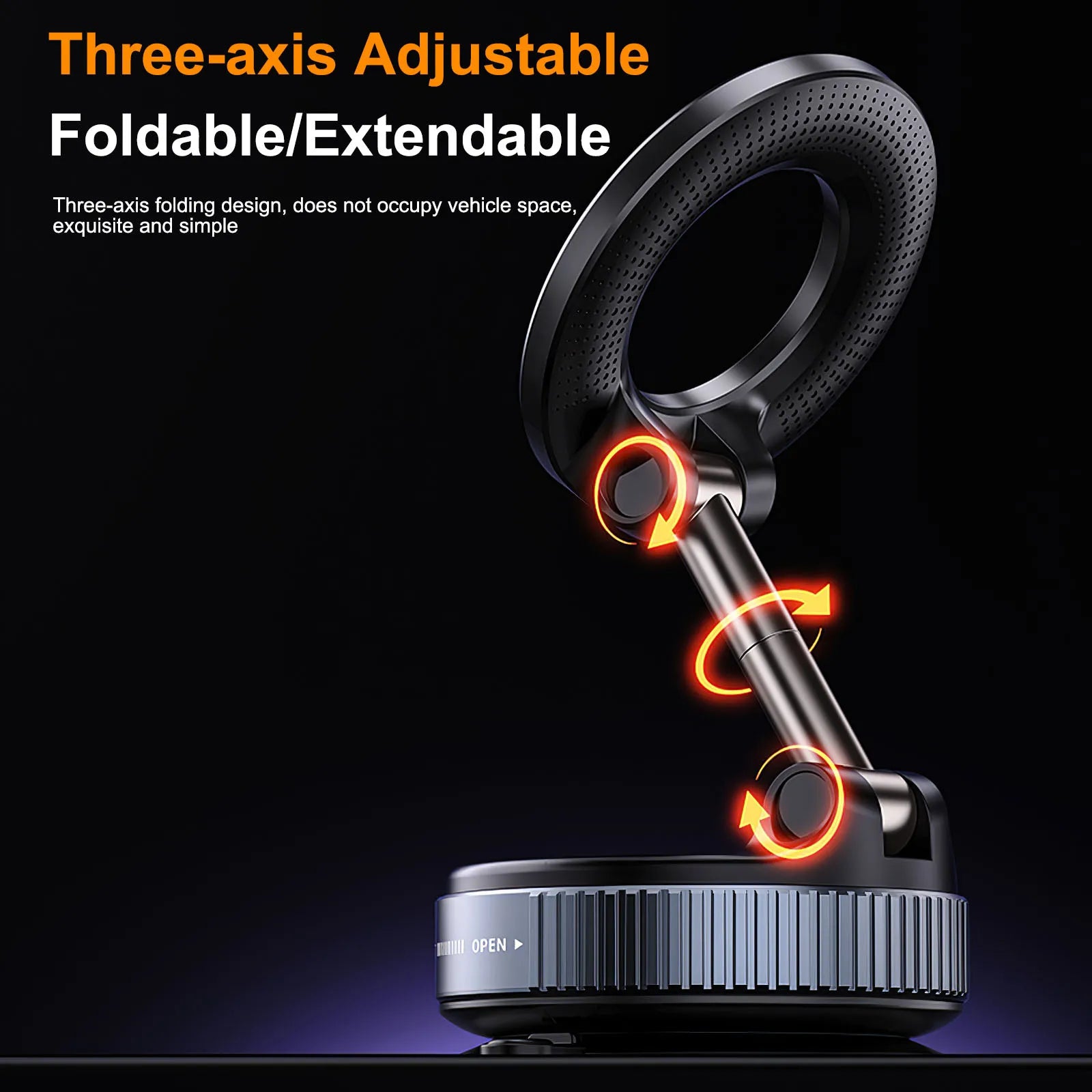 Car Mount Electric Vacuum Magnetic Holder Foldable Strong Suction Stand For Cell Phone For iphone 12 13 14 15 16 Live Streaming