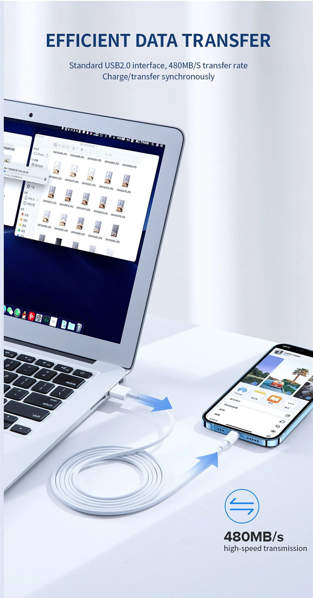 4-35W USB-C to USB-A Fast Charging Cable – PD Rapid Charger for iPhone & Android (Multiple Lengths)