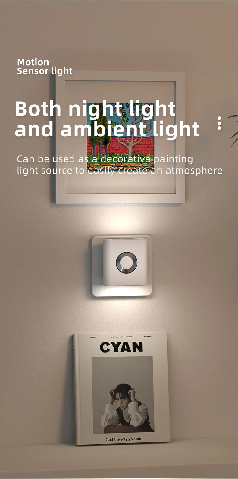 GGbingo Rechargeable Smart Home LED Night Light with Motion Sensor