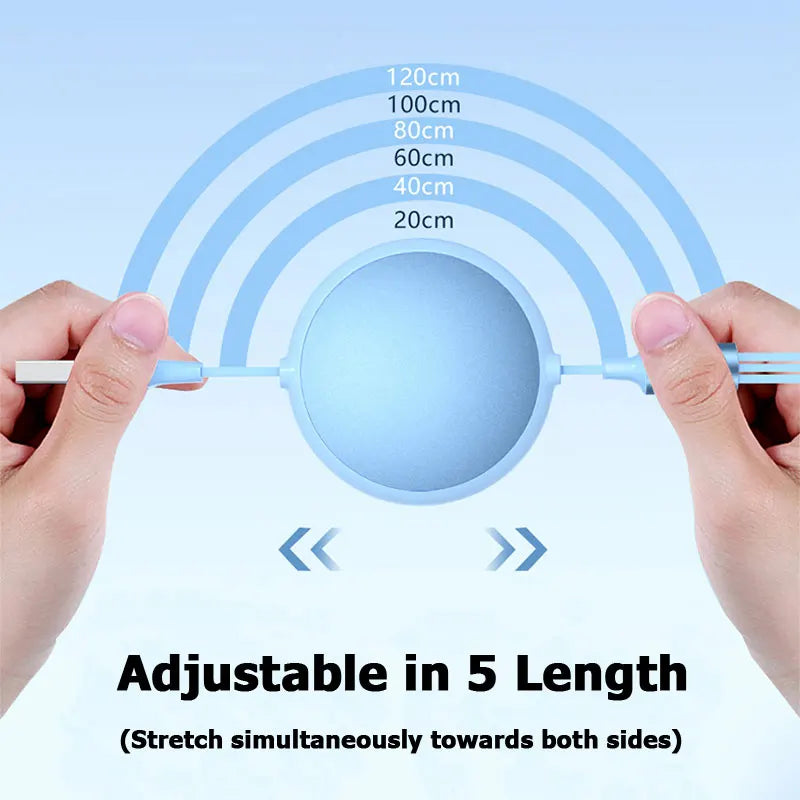 1-3-in-1 Retractable 100W 6A Fast Charging USB To Type-C Micro Fast Charger Cable For iPhone Samsung Xiaomi Huawei 1.2M Cables