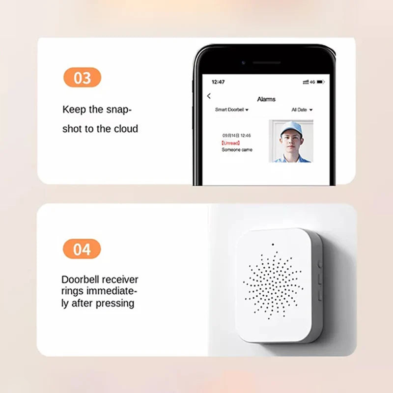 Tuya WiFi Video Doorbell Smart Home Door Bell Wireless Rechargeable Battery Outdoor HD Camera Two-Way Audio Visual Doorbell