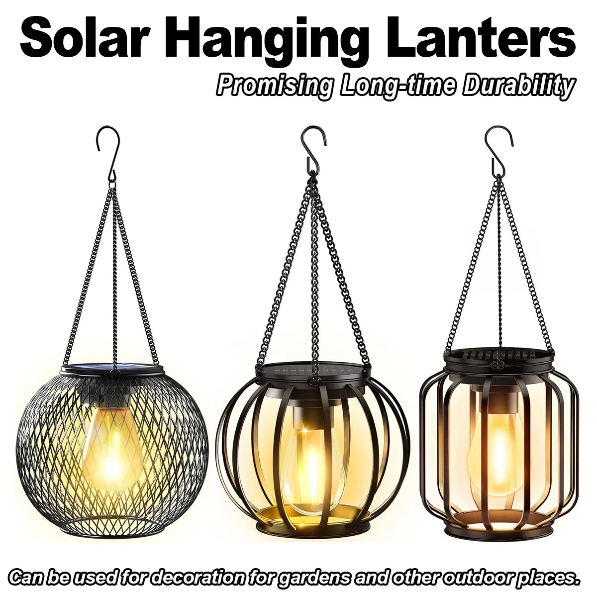 Solar Lantern LED Light – 3000 K Daylight Sensor, Outdoor Waterproof