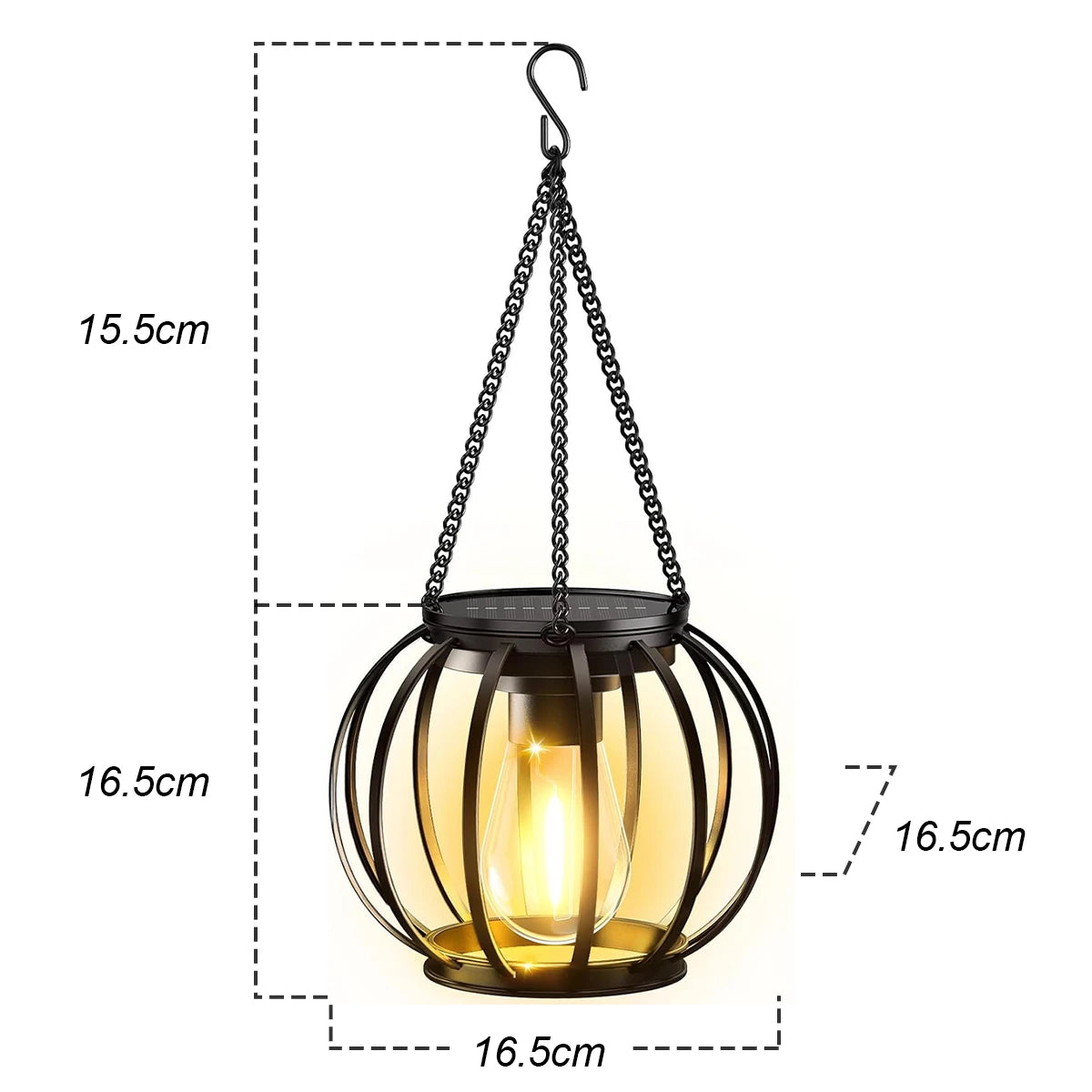 Solar Lantern LED Light – 3000 K Daylight Sensor, Outdoor Waterproof