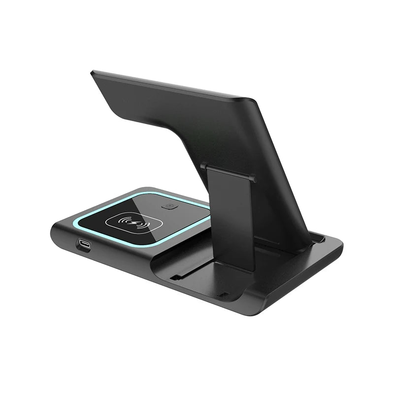3 in 1 Wireless Charging Station Travel Charging Pad for iPhone 12~15 iWatch and Airpods  15W  Fast Charger Foldable