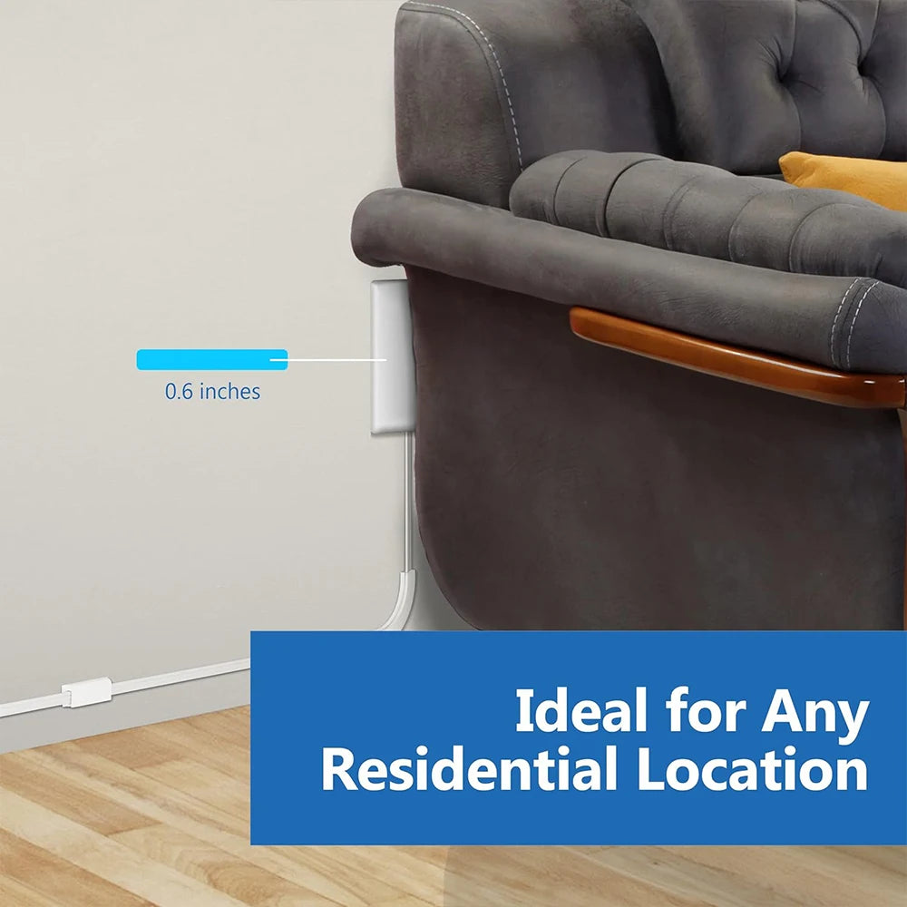 1-Flat-Face Outlet Extender with 3 Receptacles, Ultra-Thin Wall Plate Plug with Cord Extender and 3-Outlet Power Strip