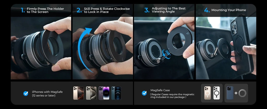 2025 Upgraded Vacuum Magnetic Phone Holder, for Magsafe Suction Cup Phone Mount Car Truck Accessories for Women Men