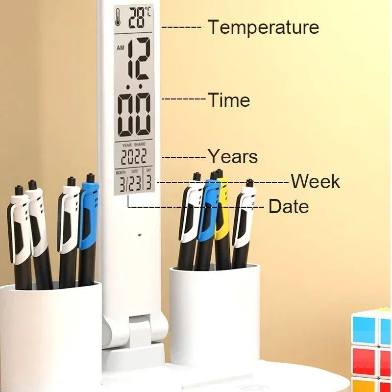 LED USB Dimmable Touch Foldable Table Lamp (Calendar, Clock & Temperature)