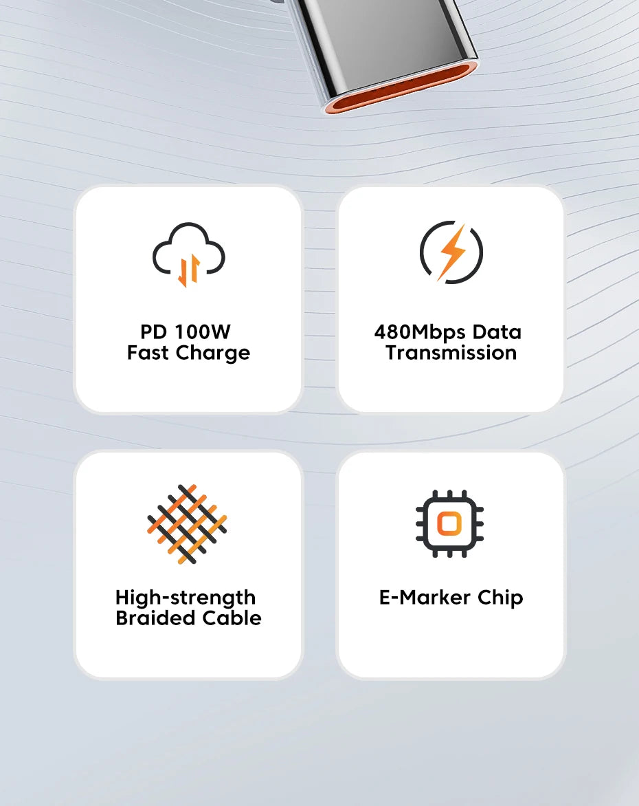4-Toocki USB-C to USB-C 100W Fast Charging & Data Cable – PD 3.0 / QC 4.0 | Braided Type-C Cable