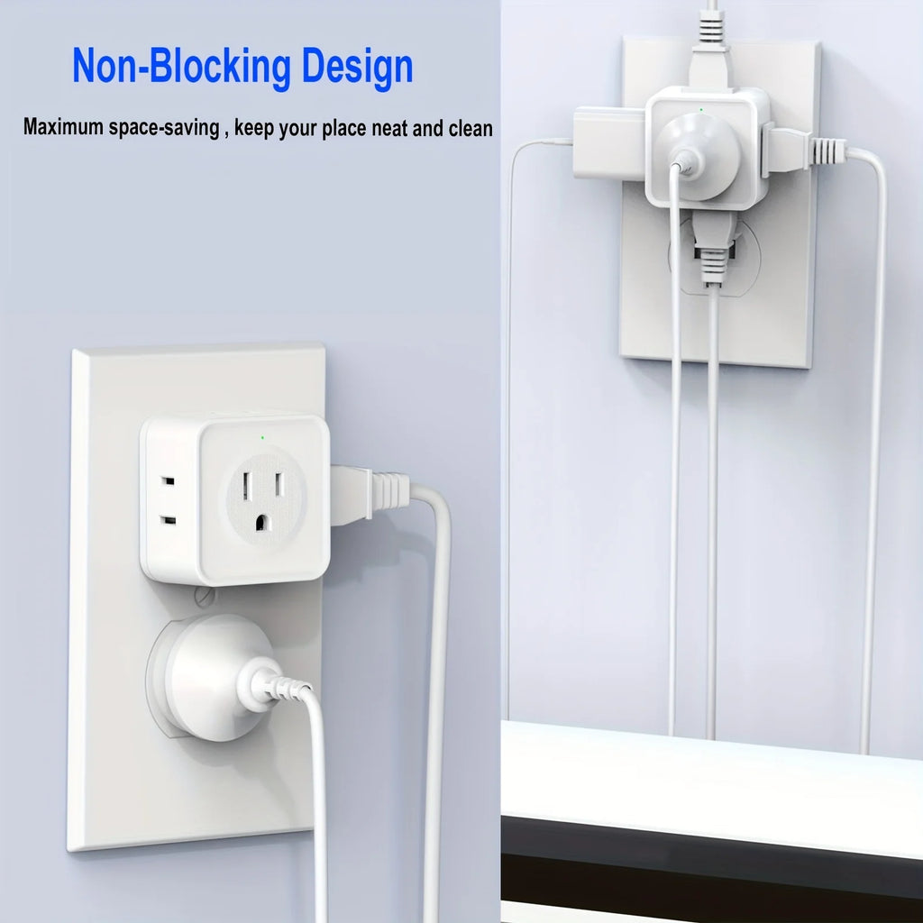 1-JcBlaon 5‑Outlet Wall Adapter with USB Ports | Compact Surge Protector