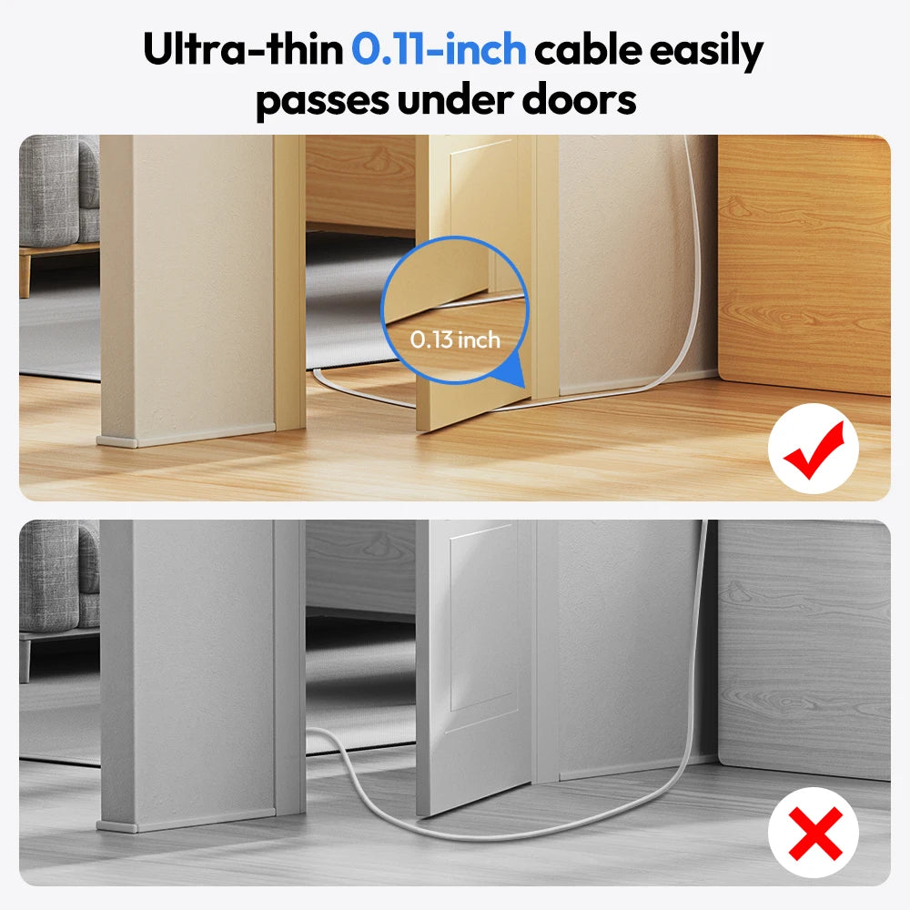 6 AC Outlet Power Strip with 3 USB Ports (1 USB-C) & 25FT Extension Power Cord Surge Protector & Network Filter US Plug
