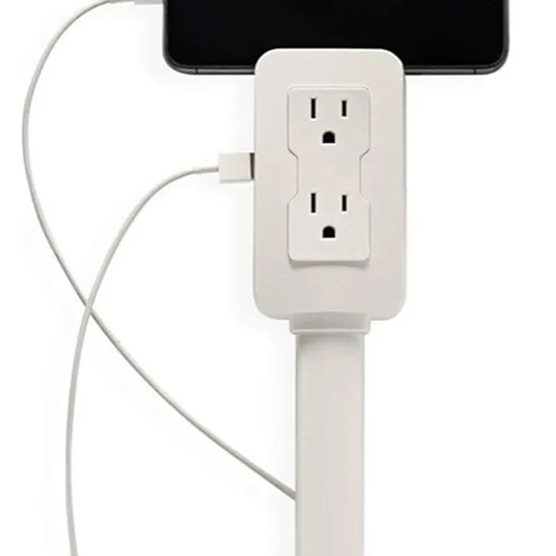 Power Socket Expander 2 Sockets 180° Rotation Stretchable Length Punch-free Power Strip Electrical Socket Extension Cord