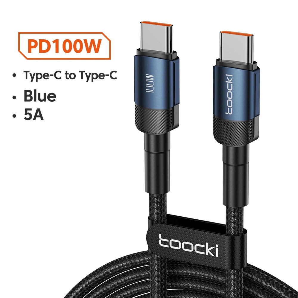 4-Toocki USB-C to USB-C 100W Fast Charging & Data Cable – PD 3.0 / QC 4.0 | Braided Type-C Cable