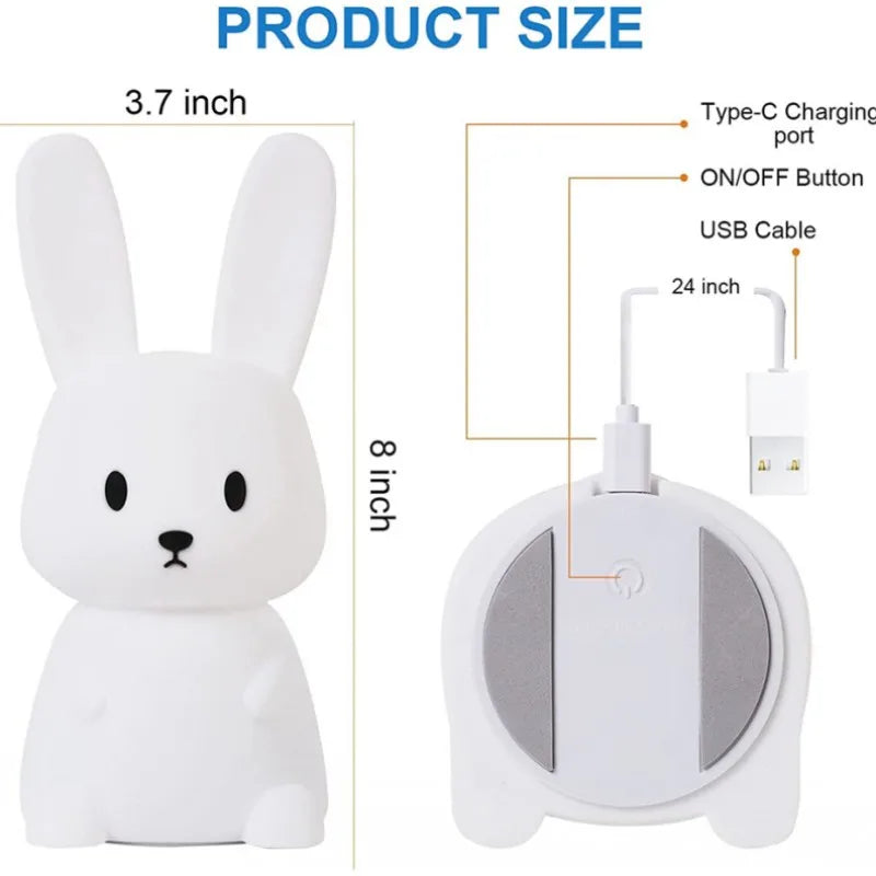 LED Night Light – Silicone Rabbit Touch Sensor Lamp