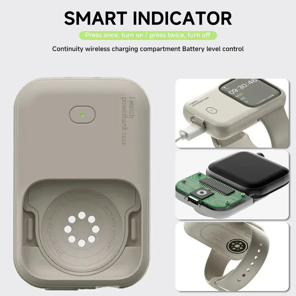 Portable Wireless Charger 1200mAh Spare Battery Powerbank Device For Apple Watch8 7 6 5 4 SE Ultra for iWatch Fast Charging case