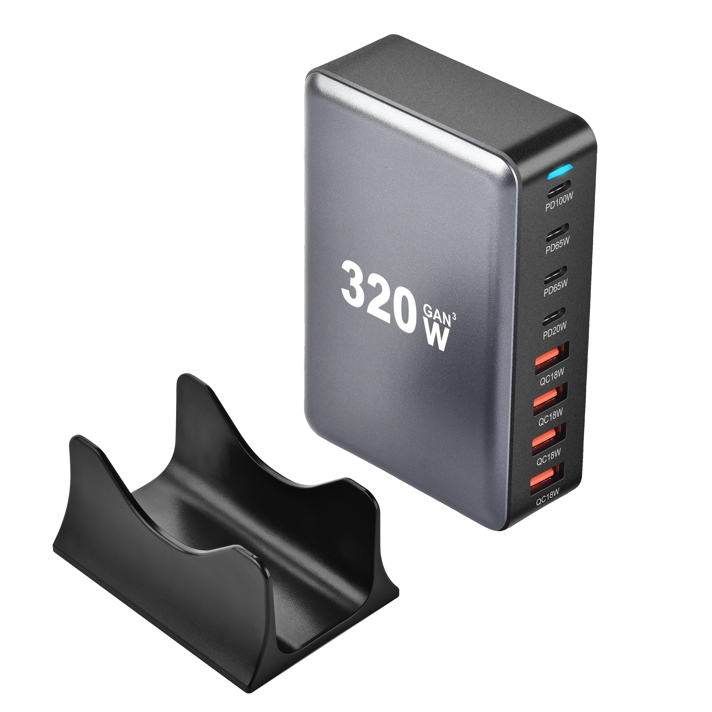 1-320W GaN Charger USB C Fast Desktop 8-port USB Type C PD Charger Fast Charge 3.0 USB Type C Fast Charger for iPhone15 14 Samsung
