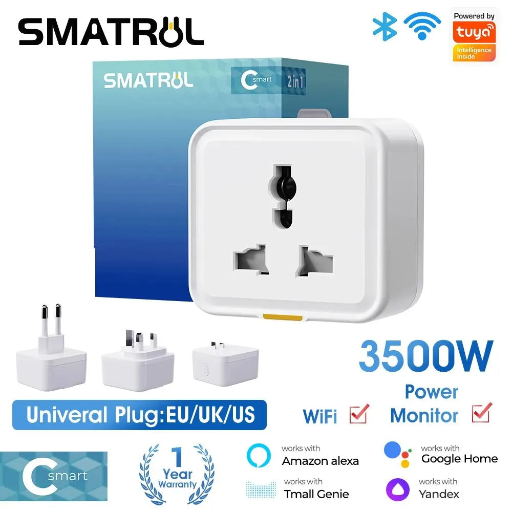 2-Tuya Smart Home Wireless WIFI Plug Socket UK EU US Universal 16A Travel Universal Conversion Socket Outlet Power Monitor Timer
