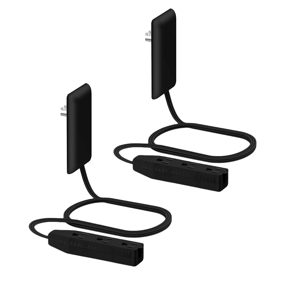 1-Flat-Face Outlet Extender with 3 Receptacles, Ultra-Thin Wall Plate Plug with Cord Extender and 3-Outlet Power Strip
