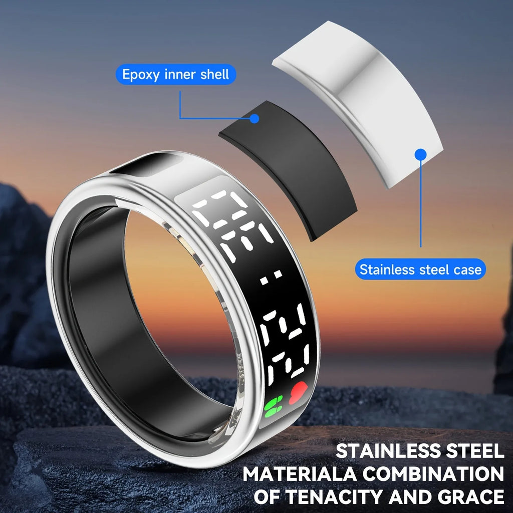 Smart ring, multiple sports modes, sleep tracking, step counting, remote photography, unisex, sports ring with charging box