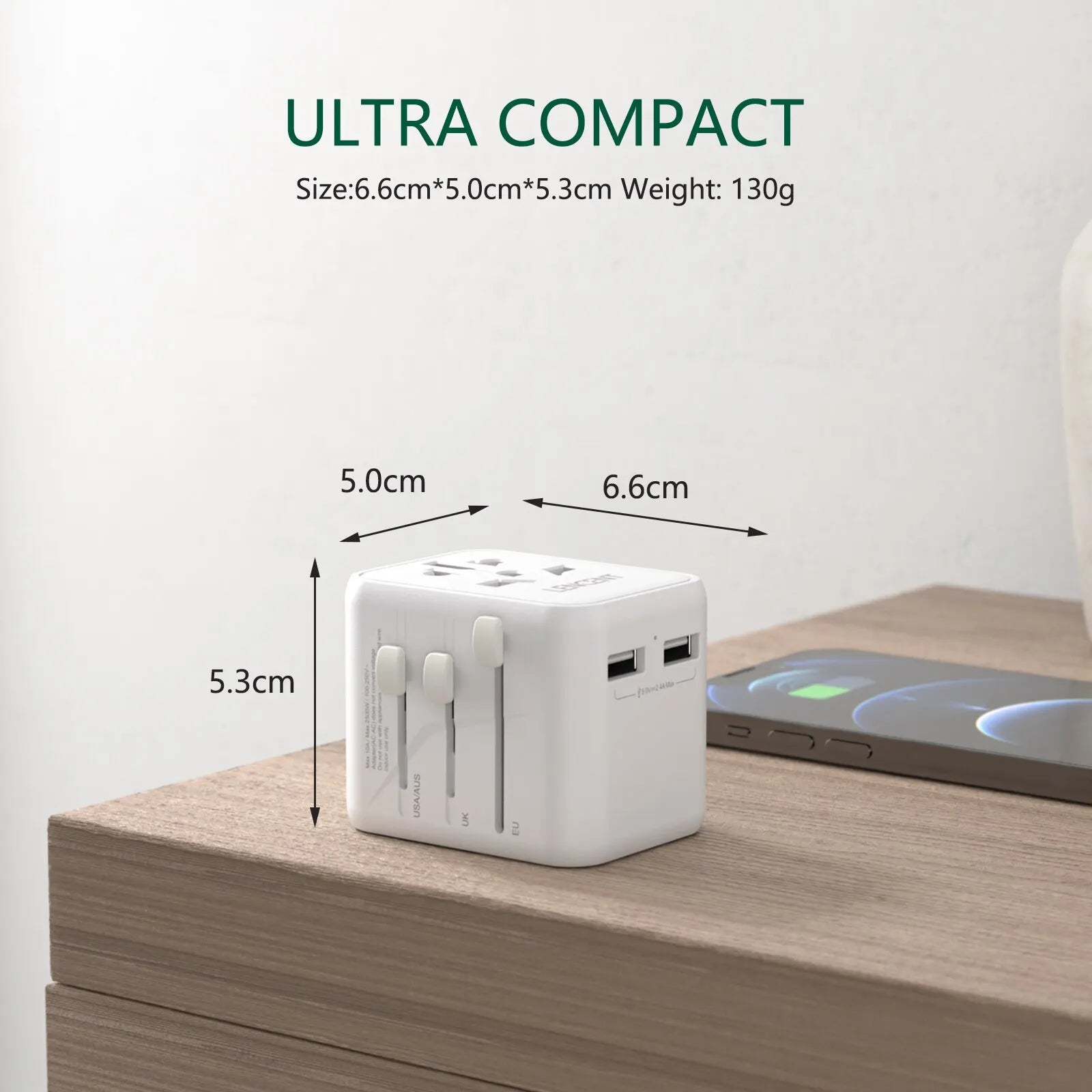 4-LENCENT International Travel Adapter with 2 USB Ports All-in-One Travel Charger Power Adapter EU/UK/USA/AUS Plug for Travel