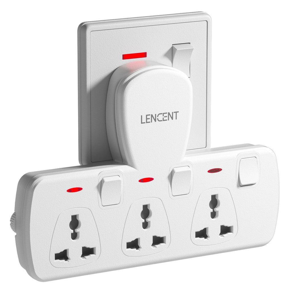 Lencent wall adapter with multiple sockets on a white background