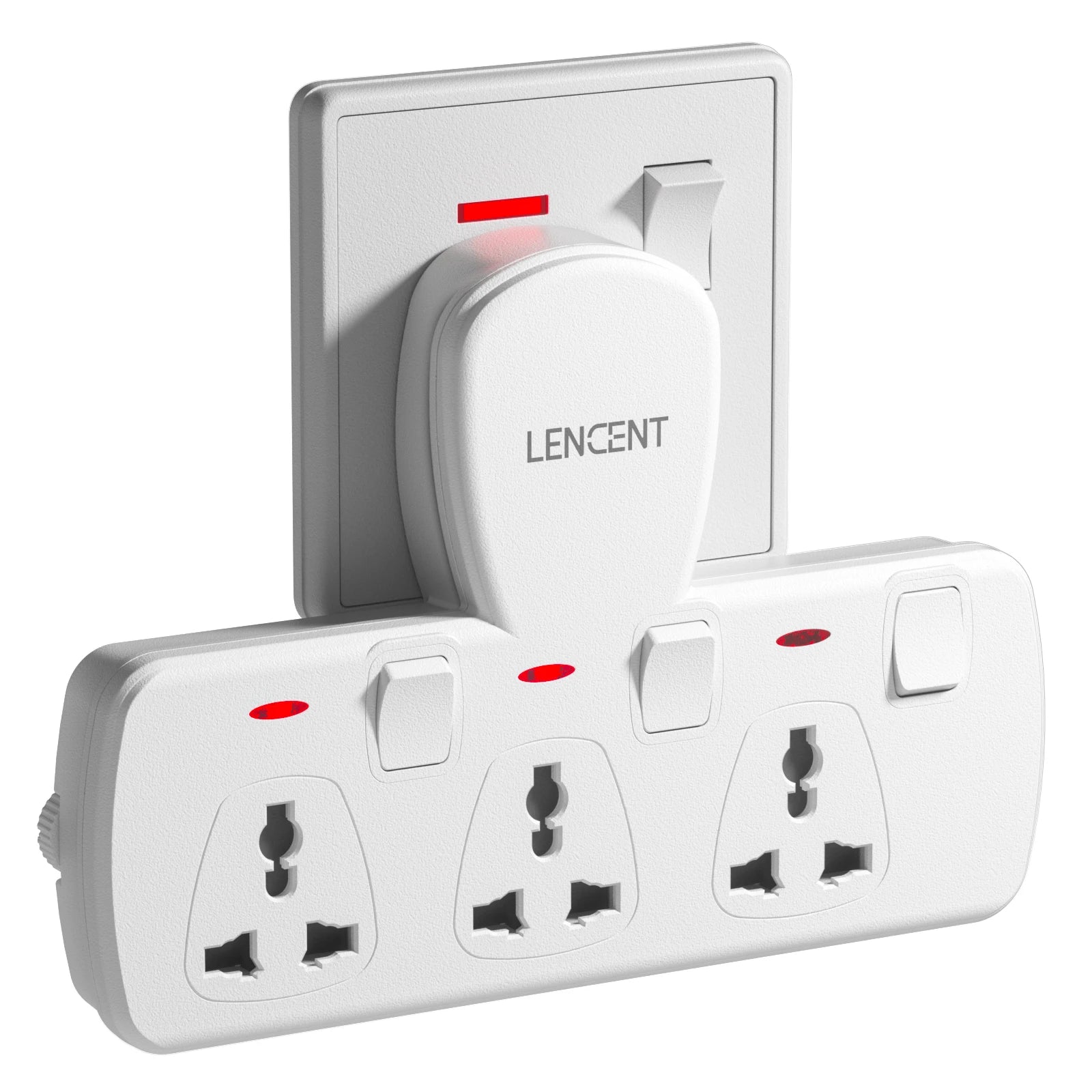Lencent wall adapter with multiple sockets on a white background