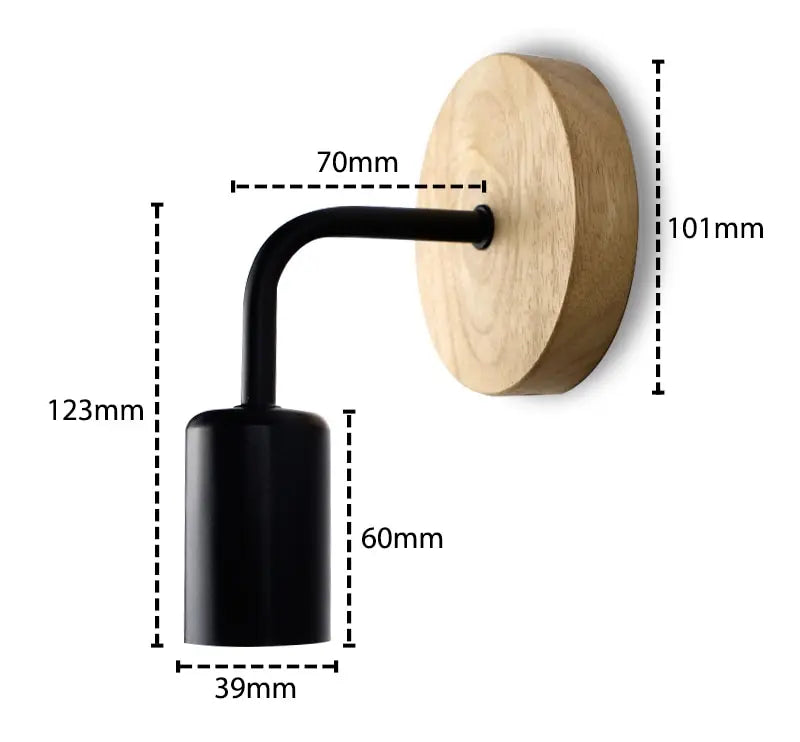 Retro Wood Wall Lamp E27 (Industrial Loft, 85–265 V)