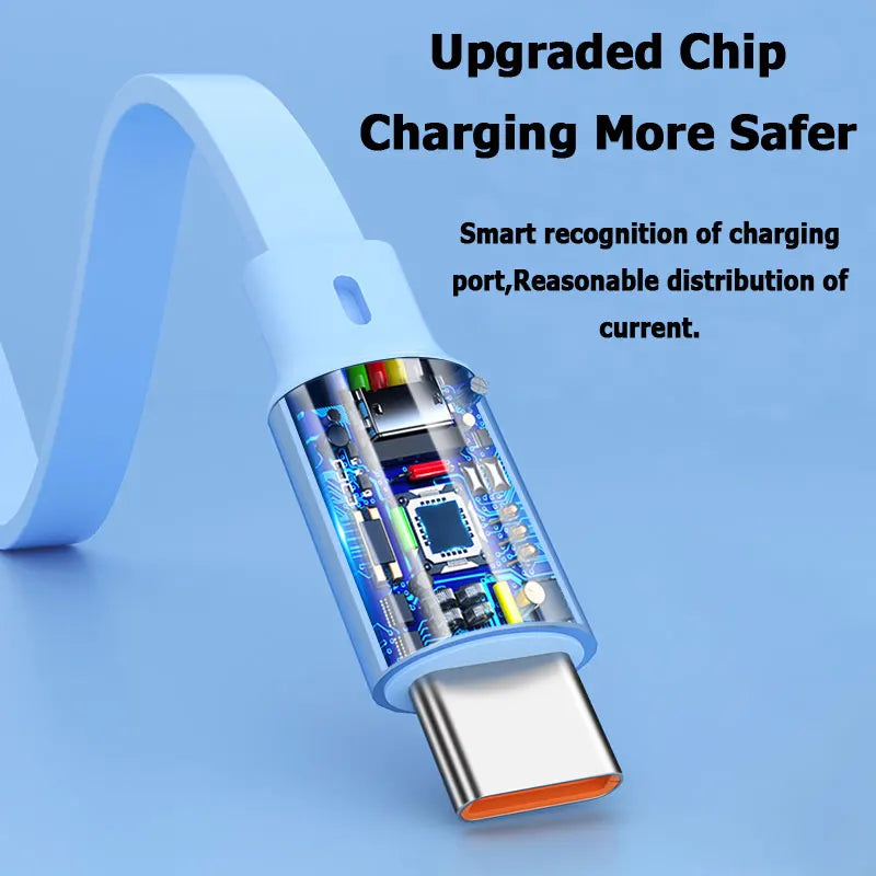1-3-in-1 Retractable 100W 6A Fast Charging USB To Type-C Micro Fast Charger Cable For iPhone Samsung Xiaomi Huawei 1.2M Cables