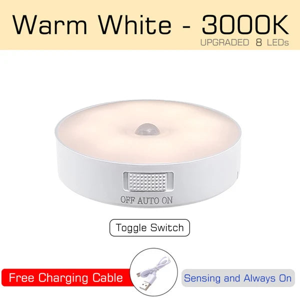 Motion Sensor Light | USB Rechargeable Night Light LED Lamp for Kitchen, Bedroom, Stairs, Hallway, Cabinet, Closet, Wardrobe Nightlight