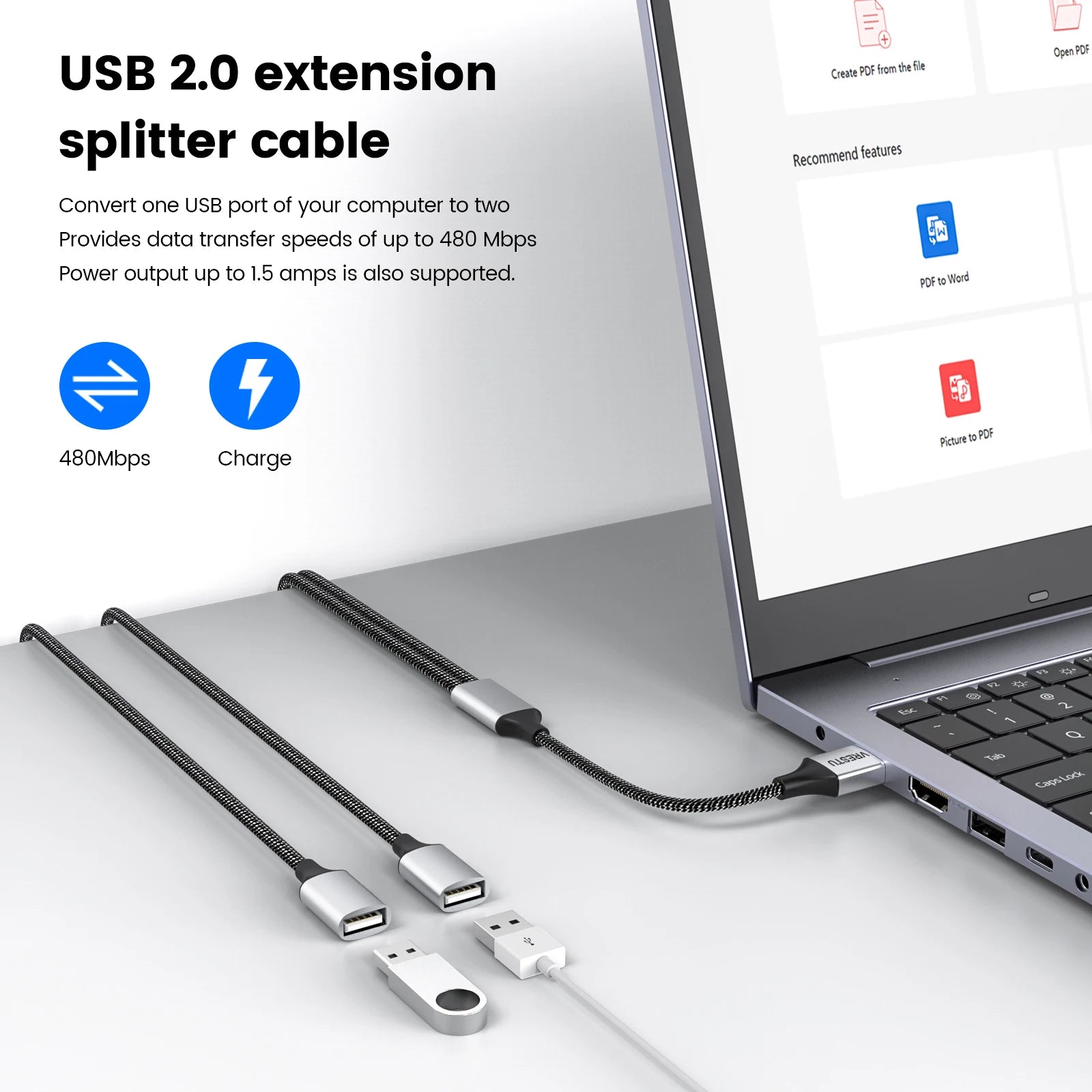 4-USB to 3 USB 2.0 HUB Dual 4Port Multi Splitter Adapter OTG for PC Laptop Surface Computer Accessories USB A Extension Power Data