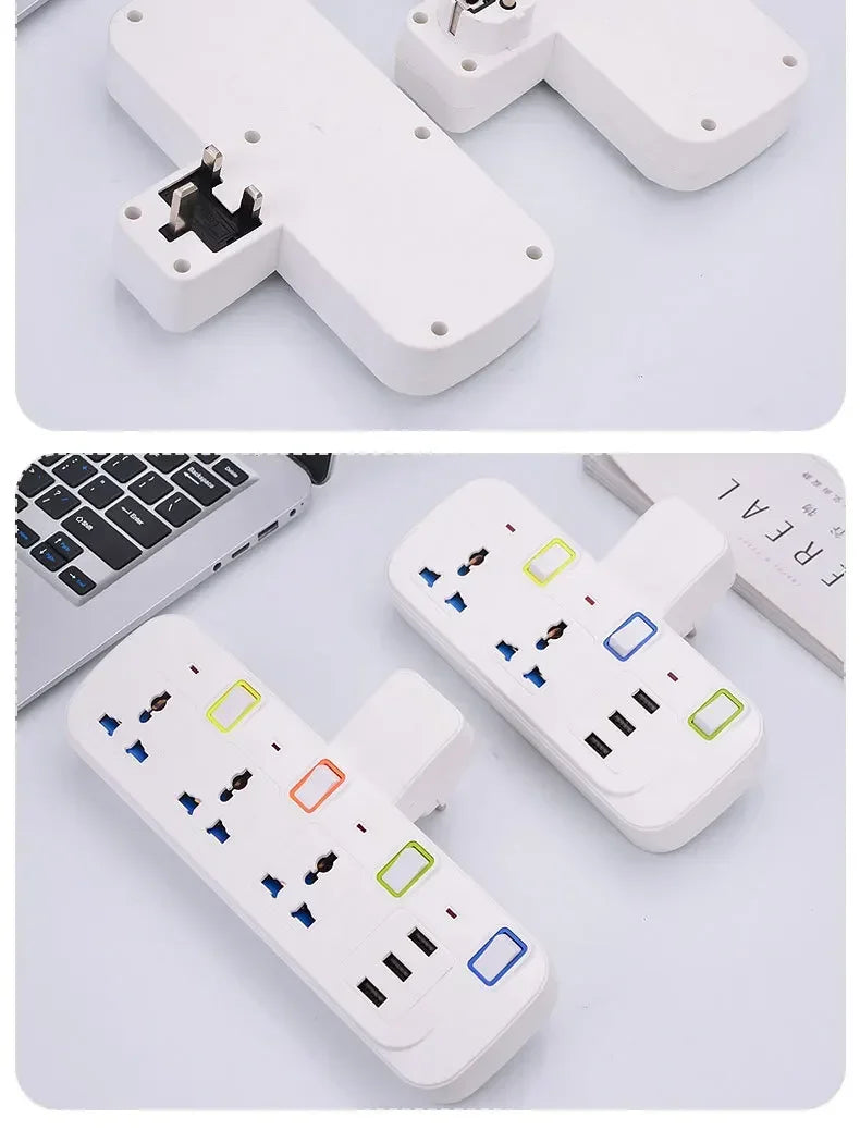 1-UK EU US Plug Multicontact Electrical Socket with 3 USB Ports Wireless Wall Power Strip Universal Outlets Converter Adapter