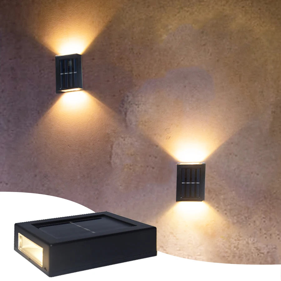 Solar Wall Lamp | Outdoor Solar Wall Washer Light | Waterproof Up and Down Luminous Lighting for Garden, Yard, Street, Landscape Decor
